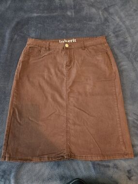 Inherit Brown Denim Pencil Skirt